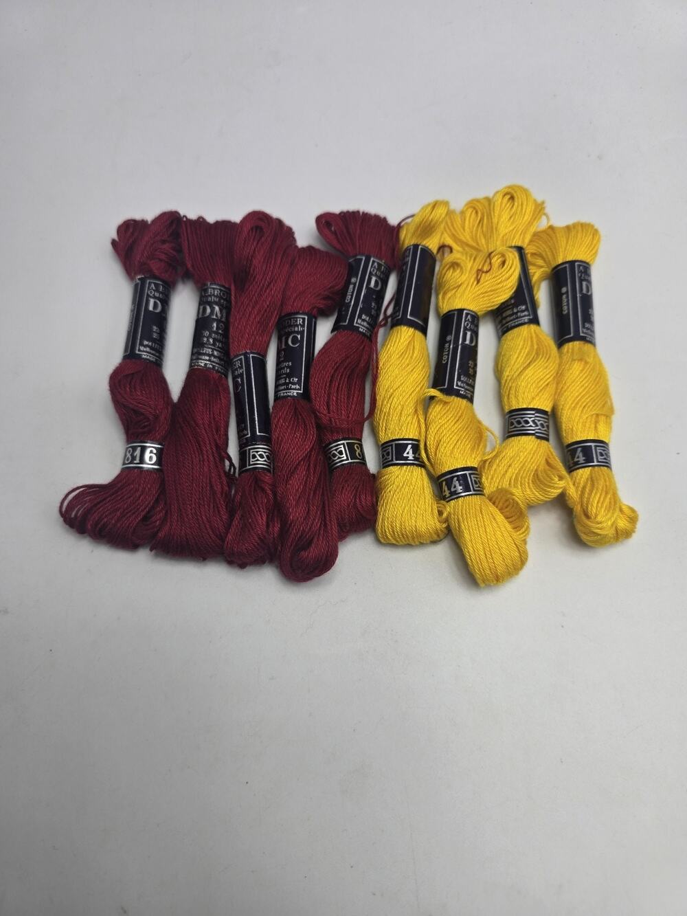 DMC 12 Color Variations 816 & 444 Embroidery Cross Stitch Floss Skeins